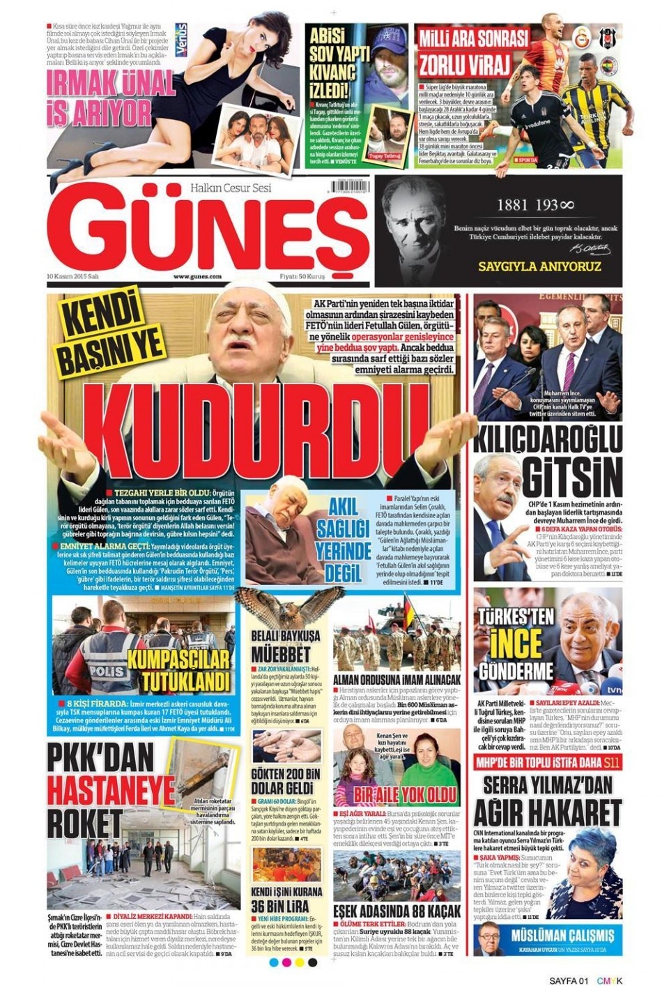 10 Kasım 2015 gazet manşetleri 5