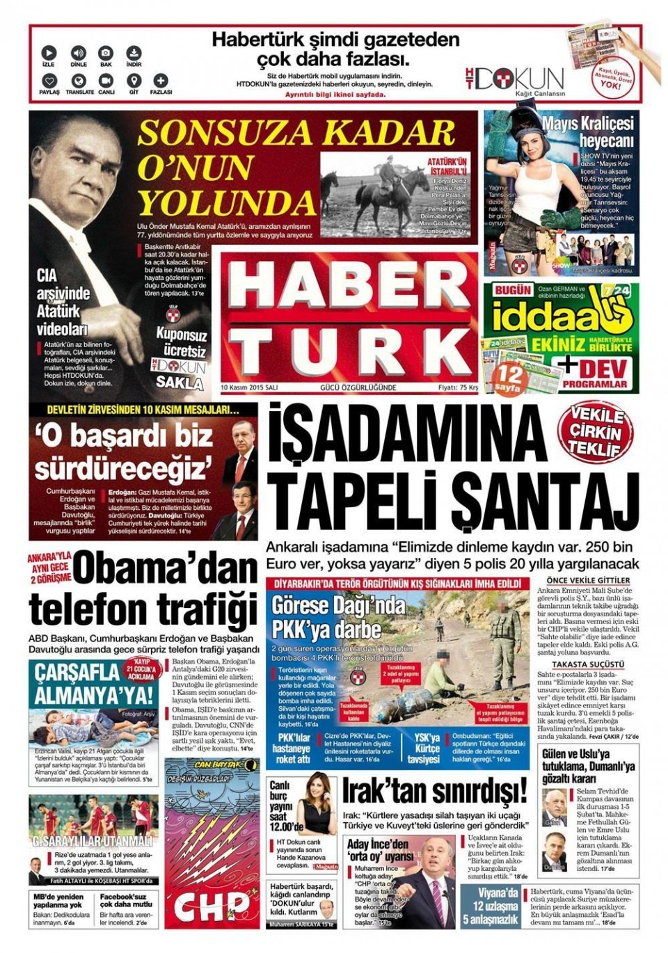 10 Kasım 2015 gazet manşetleri 6