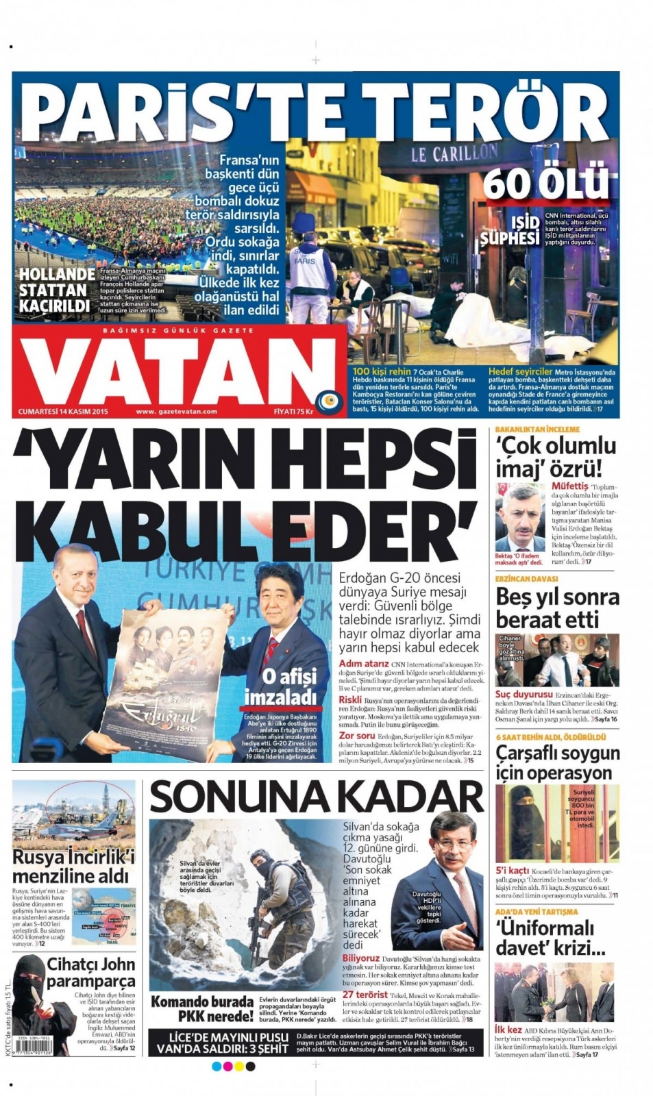 14 Kasım 2015 gazete manşetleri 13