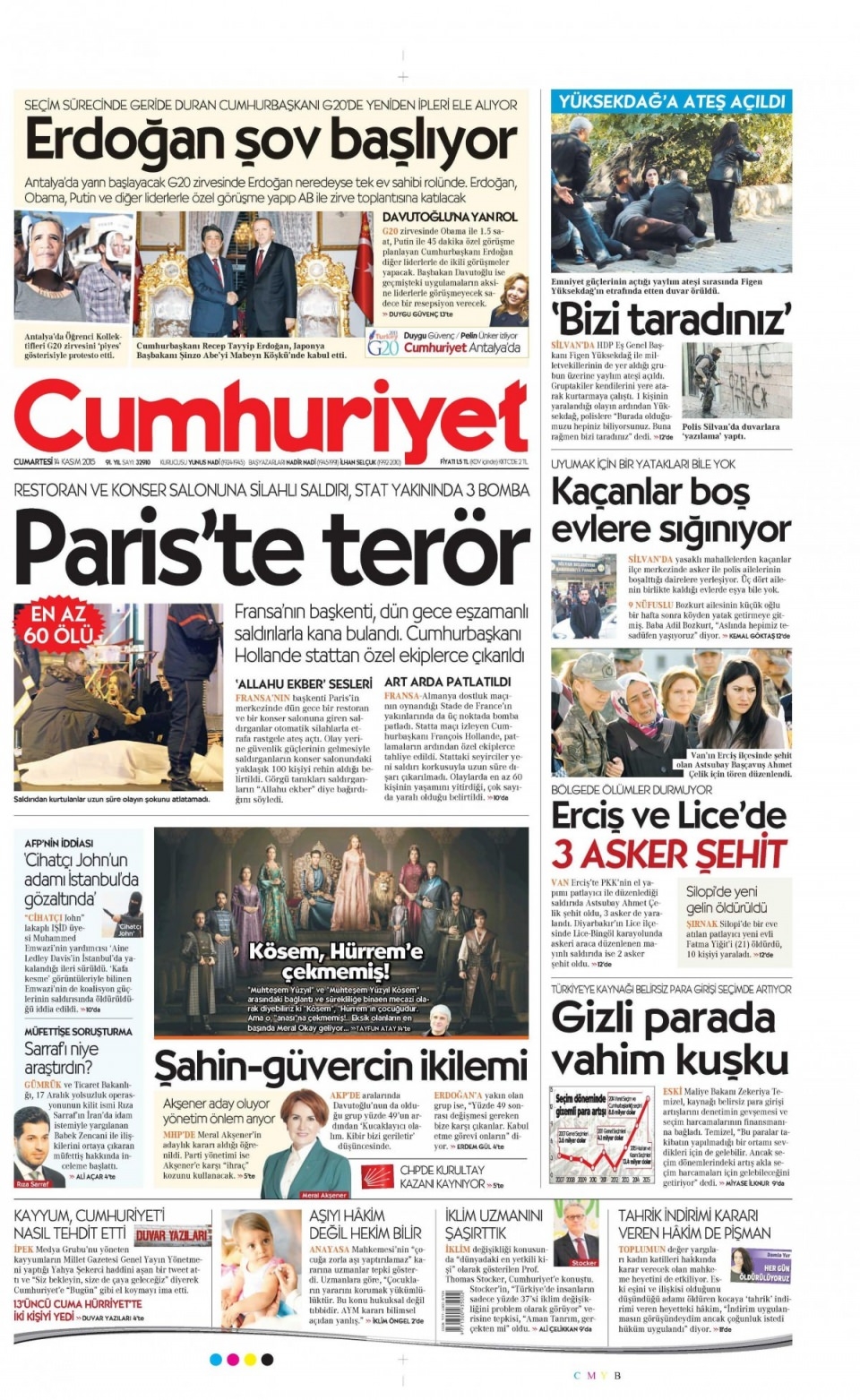 14 Kasım 2015 gazete manşetleri 16