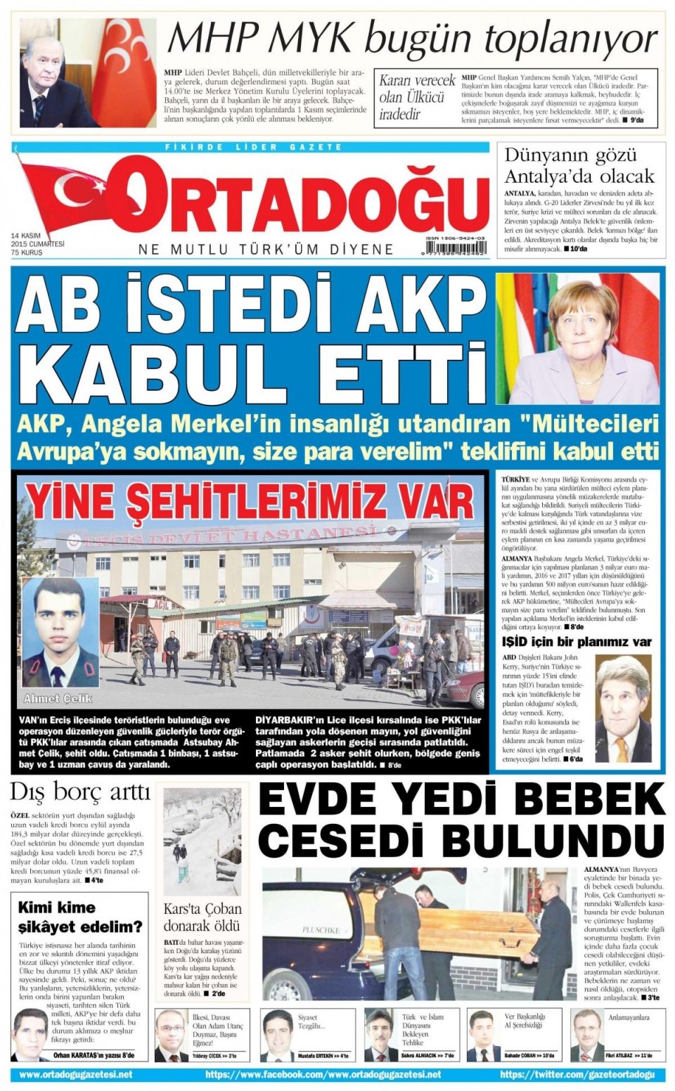 14 Kasım 2015 gazete manşetleri 18