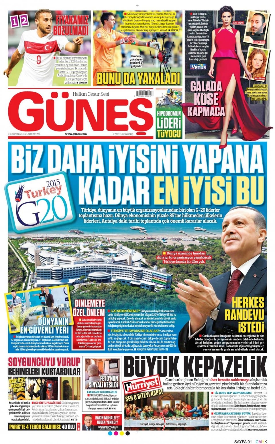 14 Kasım 2015 gazete manşetleri 19