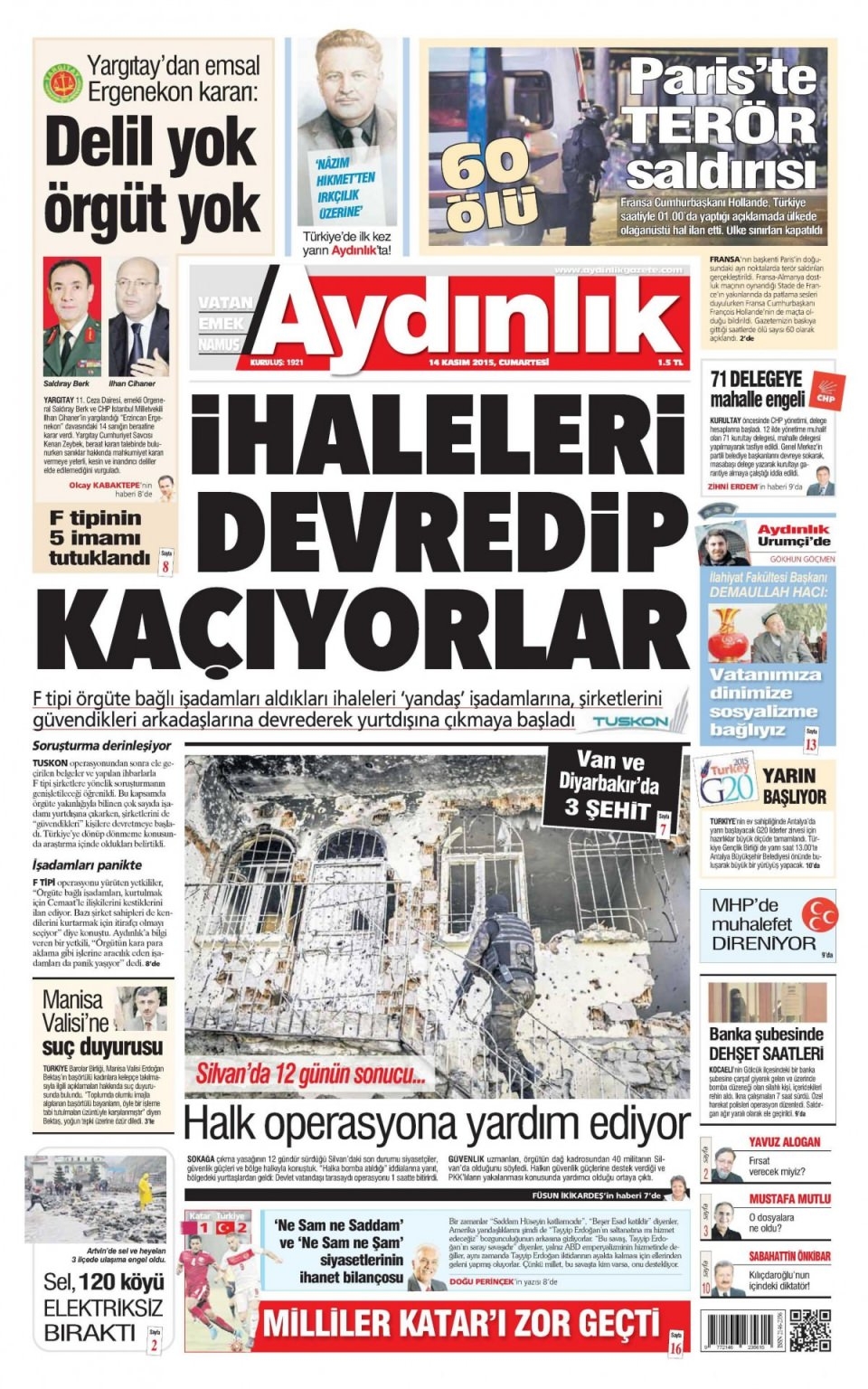 14 Kasım 2015 gazete manşetleri 21
