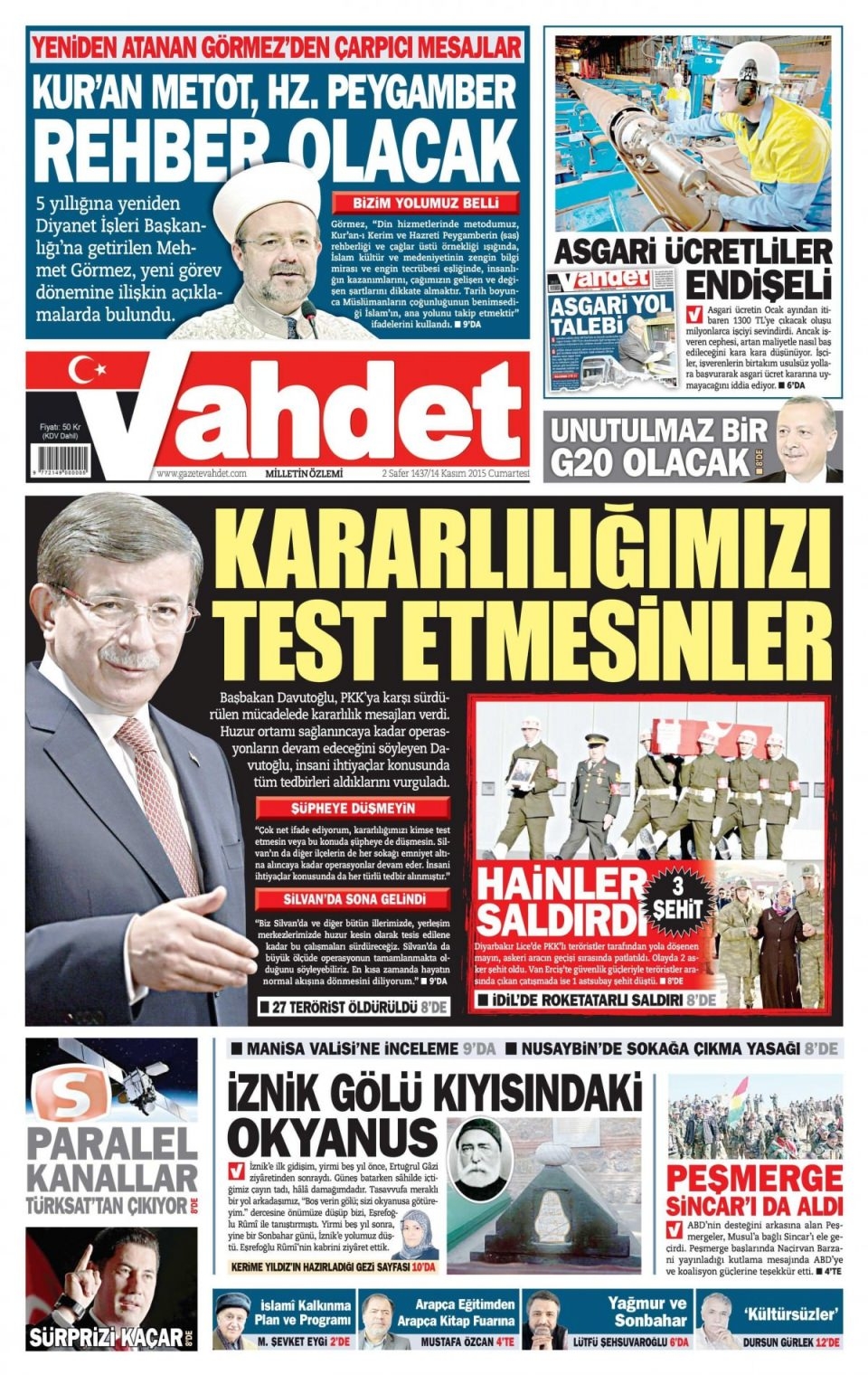 14 Kasım 2015 gazete manşetleri 23