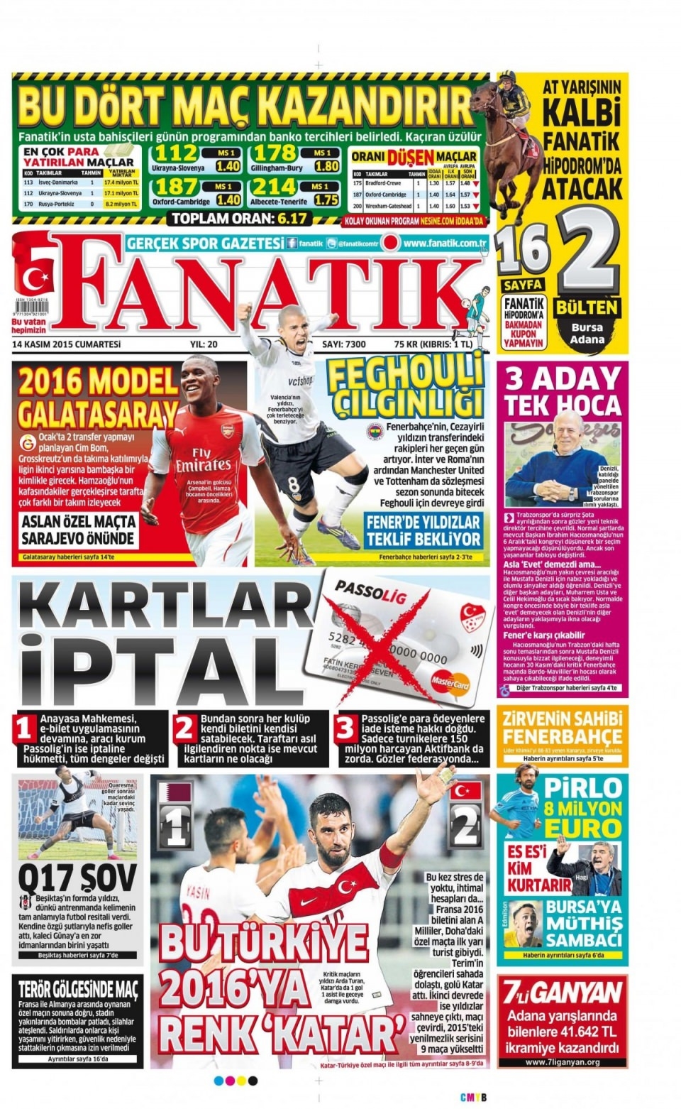 14 Kasım 2015 gazete manşetleri 24