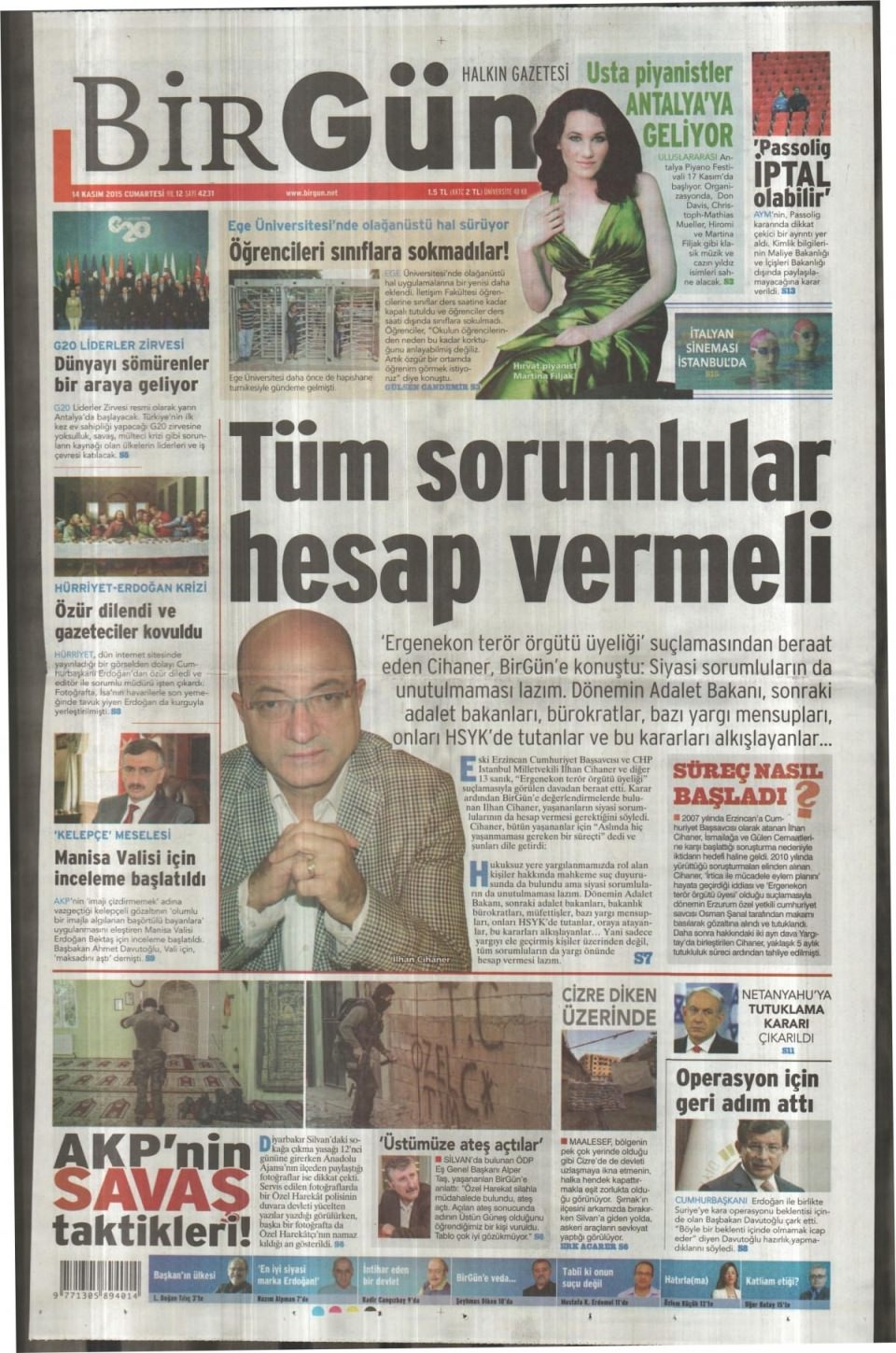 14 Kasım 2015 gazete manşetleri 26