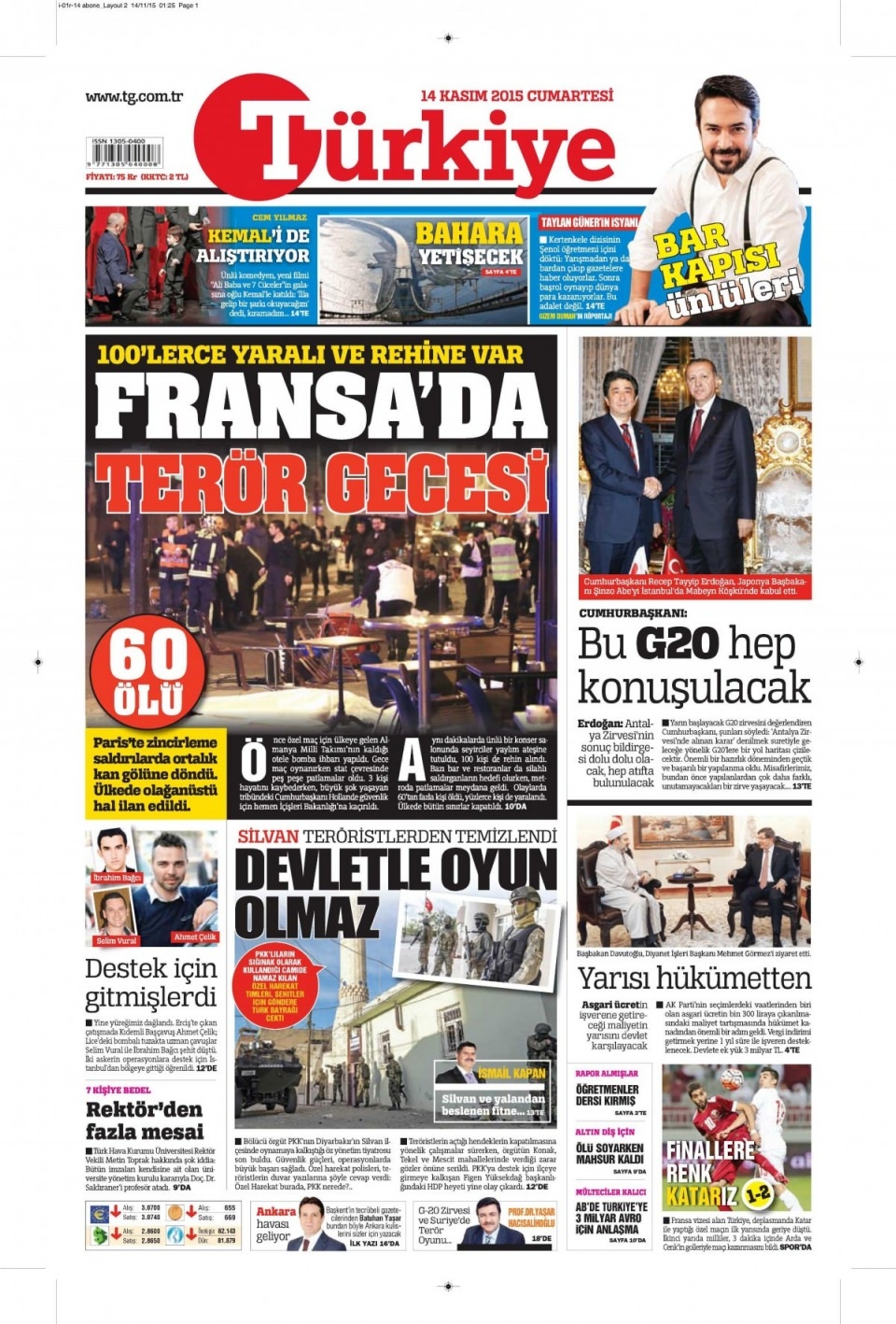 14 Kasım 2015 gazete manşetleri 4