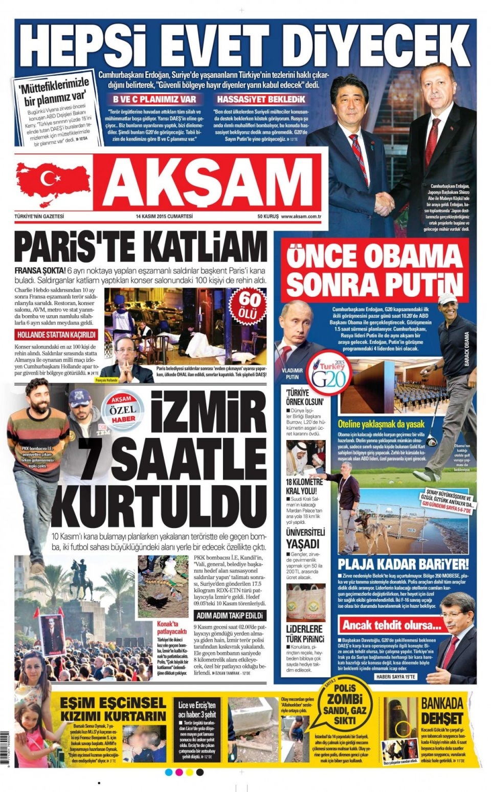 14 Kasım 2015 gazete manşetleri 9