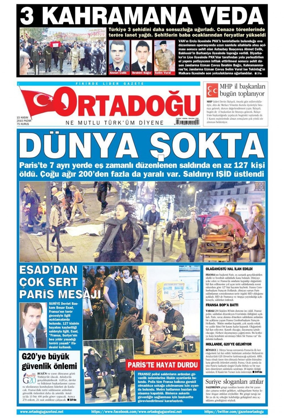 15 Kasım 2015 gazete manşetleri 12