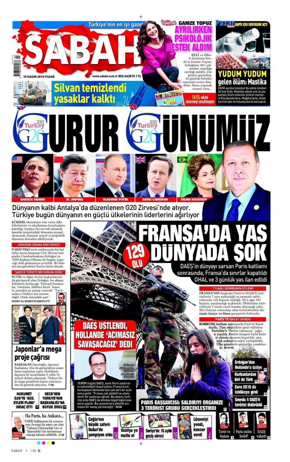 15 Kasım 2015 gazete manşetleri 14