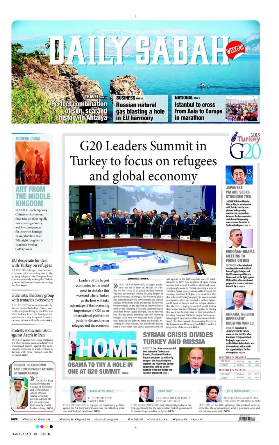 15 Kasım 2015 gazete manşetleri 15