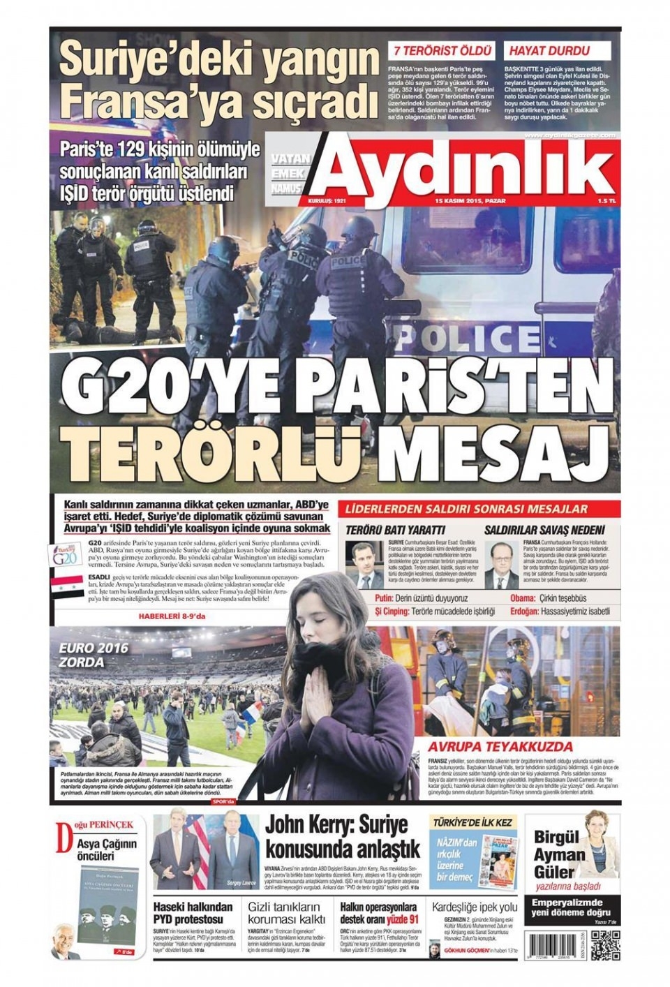 15 Kasım 2015 gazete manşetleri 2
