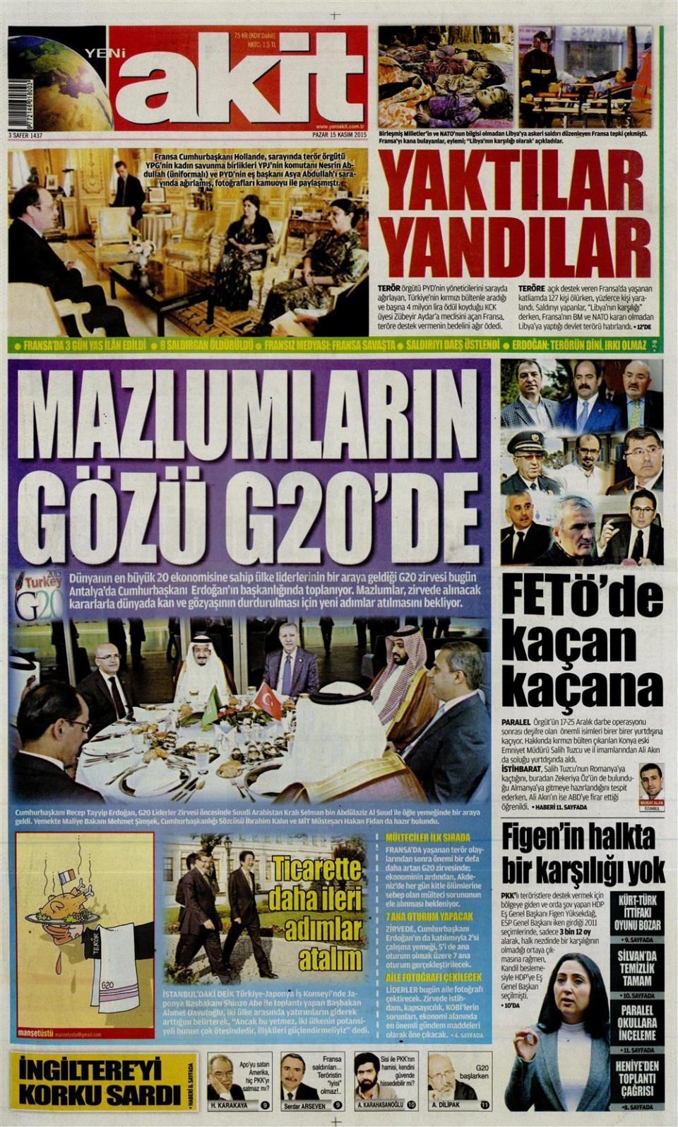 15 Kasım 2015 gazete manşetleri 22