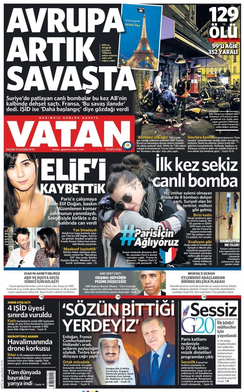 15 Kasım 2015 gazete manşetleri 23