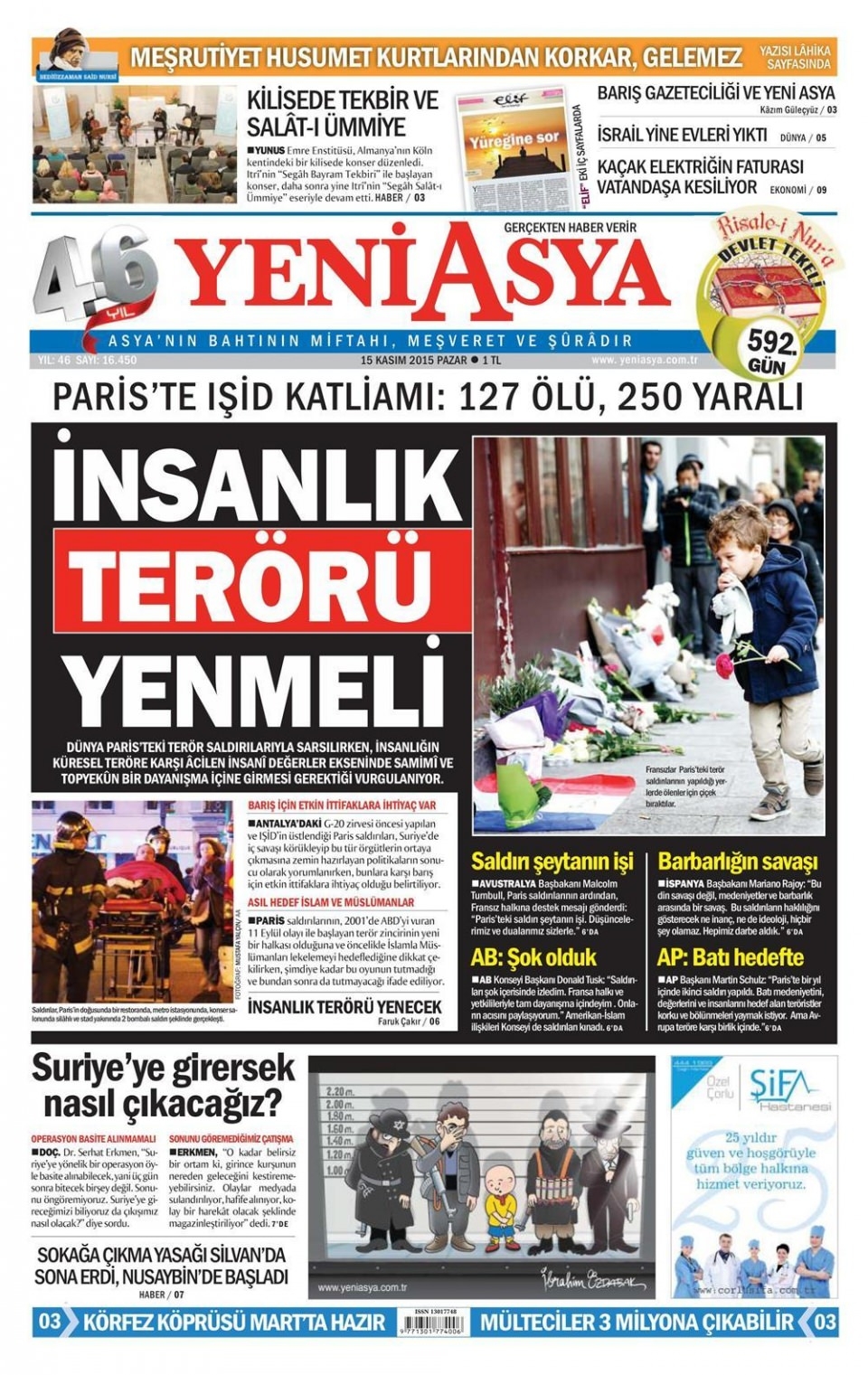 15 Kasım 2015 gazete manşetleri 24