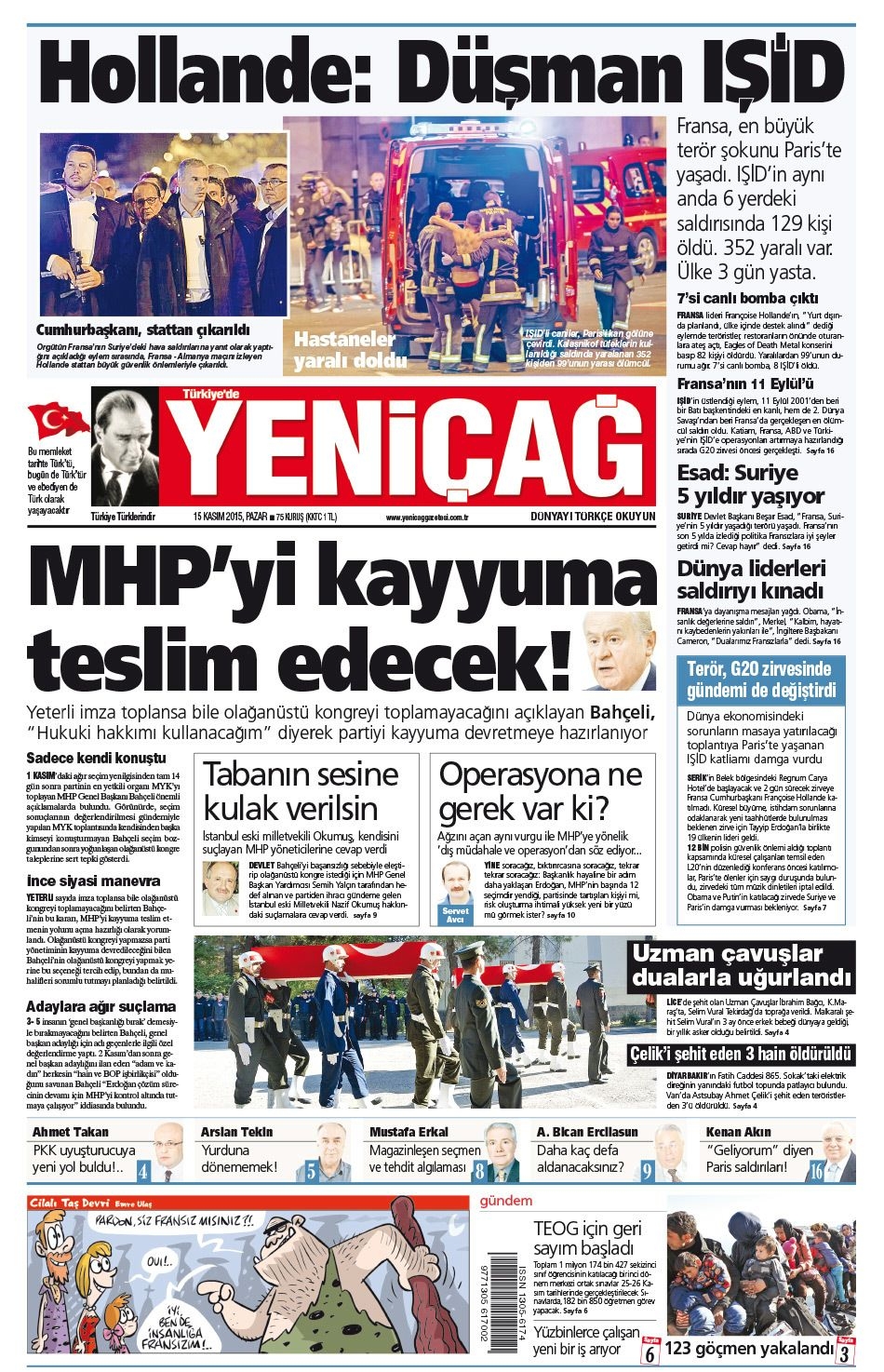 15 Kasım 2015 gazete manşetleri 25