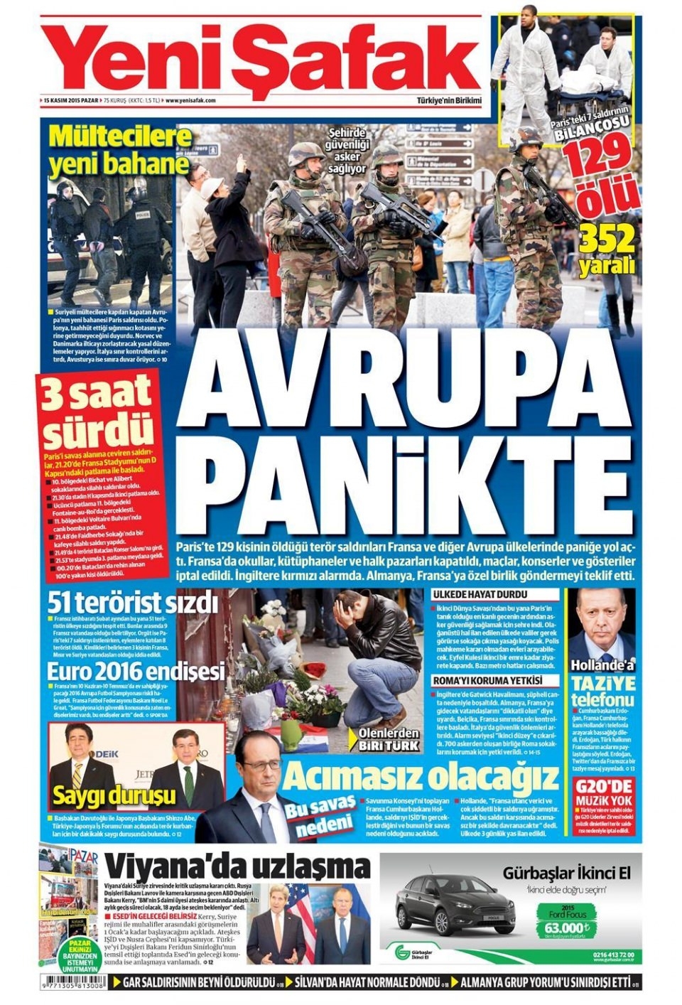 15 Kasım 2015 gazete manşetleri 26