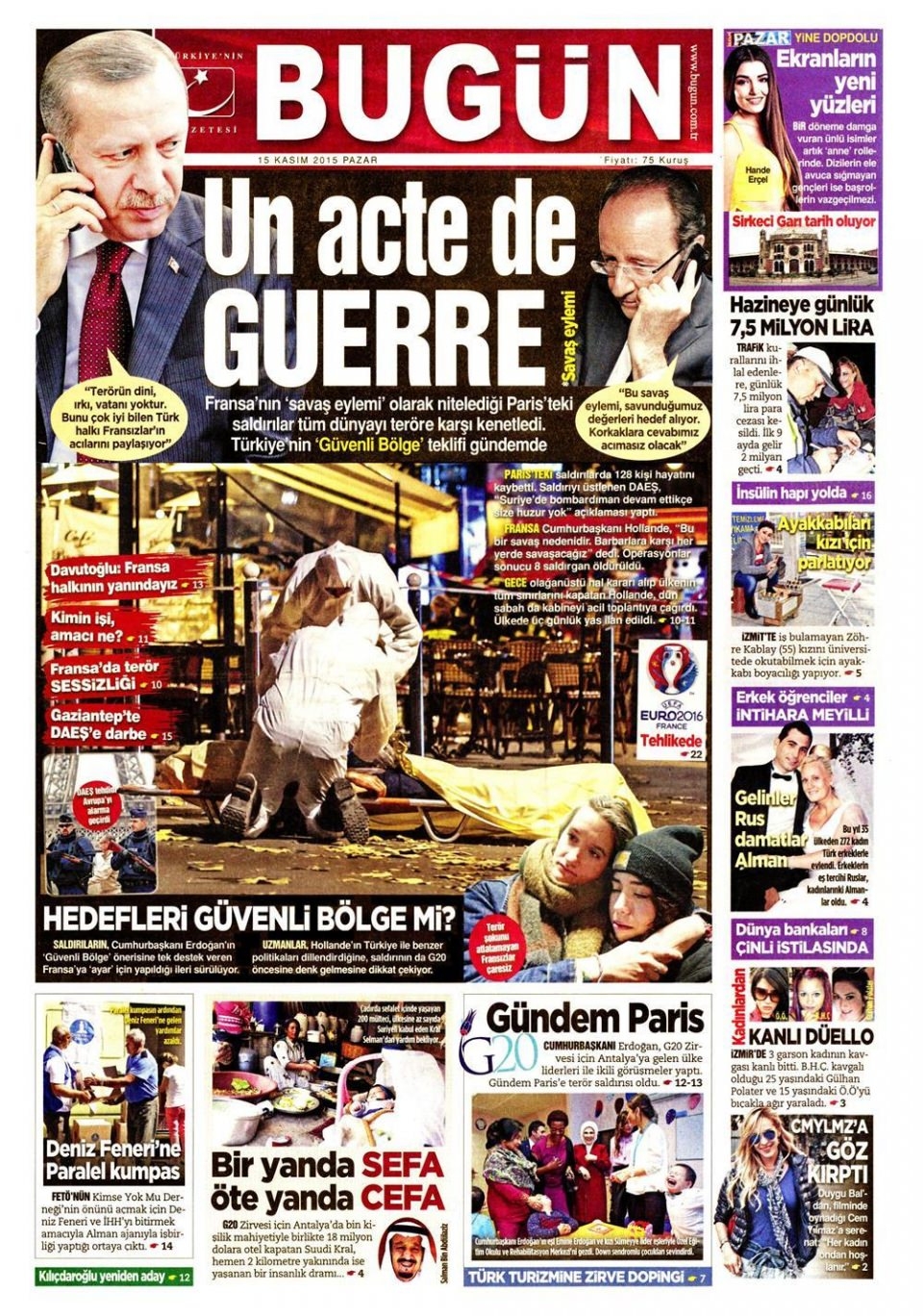15 Kasım 2015 gazete manşetleri 3