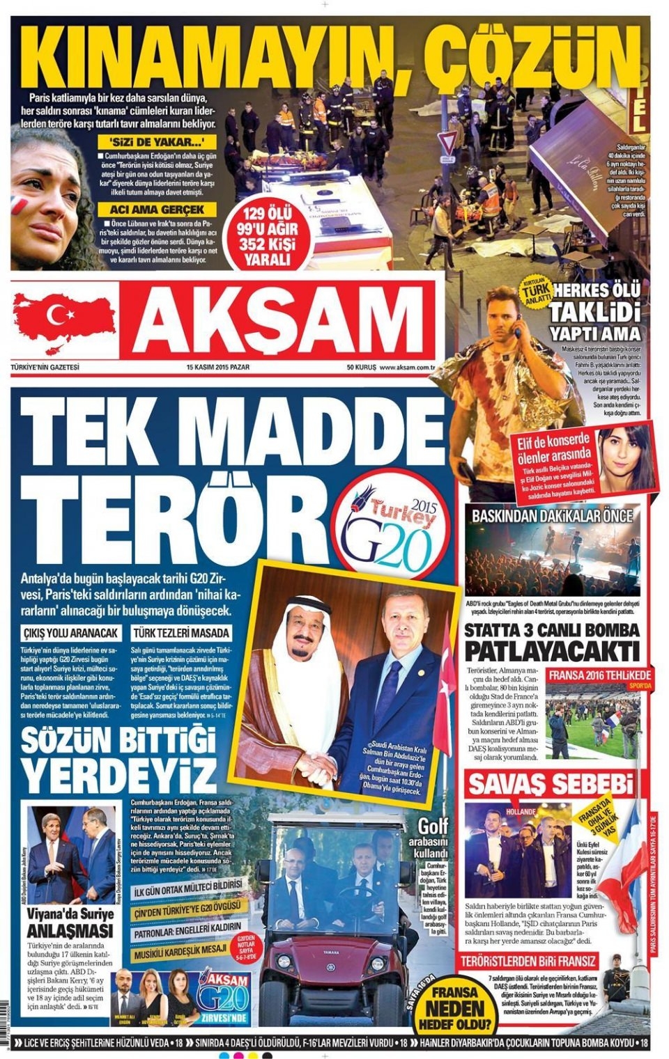 15 Kasım 2015 gazete manşetleri 31