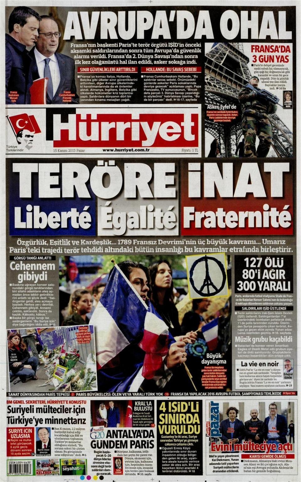 15 Kasım 2015 gazete manşetleri 7
