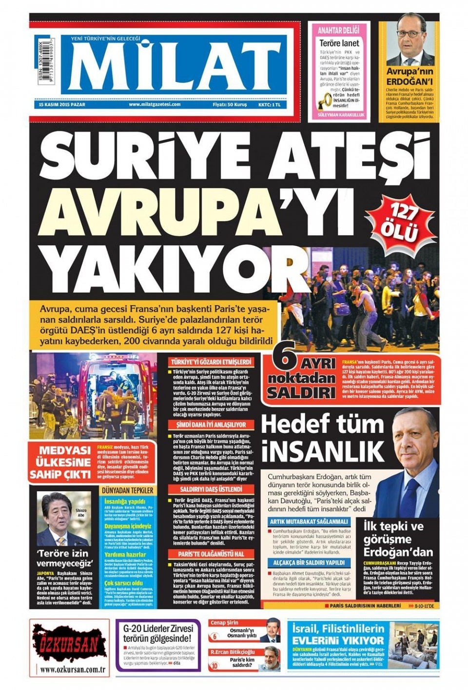 15 Kasım 2015 gazete manşetleri 8