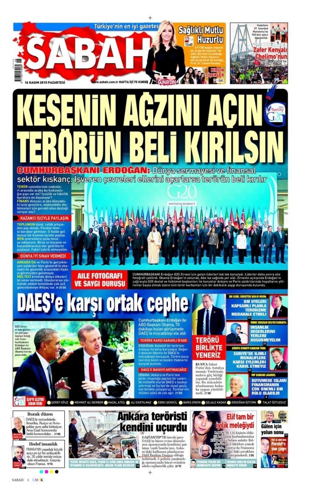 16 Kasım 2015 gazete manşetleri 13