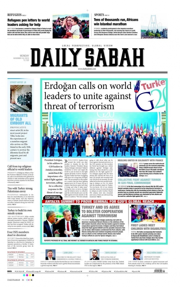 16 Kasım 2015 gazete manşetleri 14