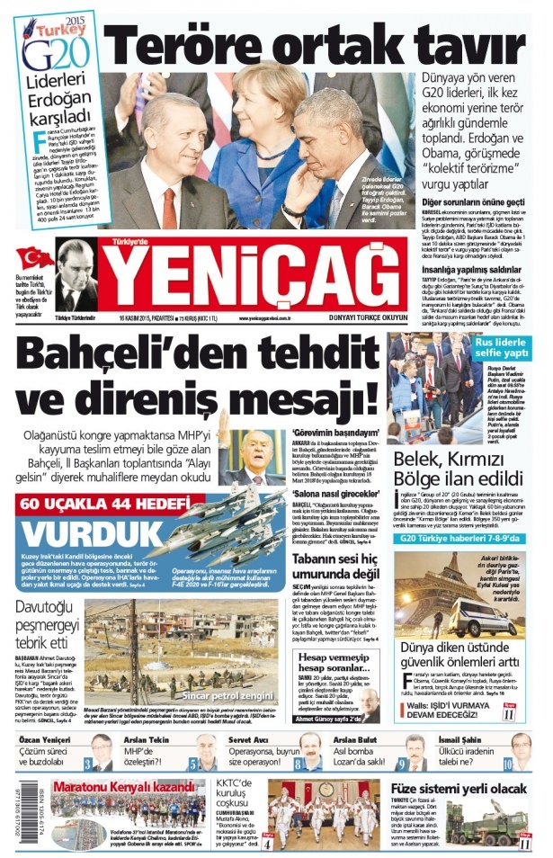 16 Kasım 2015 gazete manşetleri 24