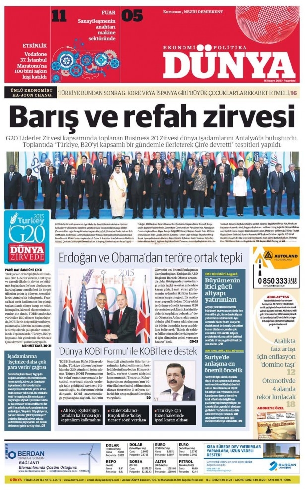 16 Kasım 2015 gazete manşetleri 28