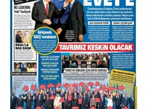 16 Kasım 2015 gazete manşetleri