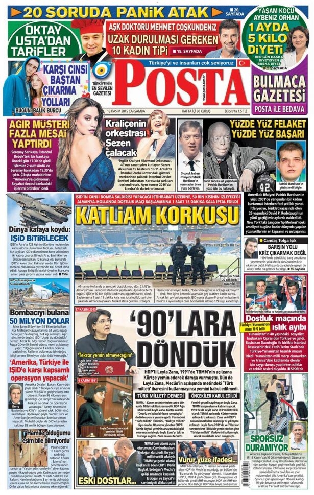 17 Kasım 2015 gazete manşetleri 13
