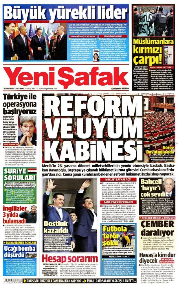 17 Kasım 2015 gazete manşetleri 26