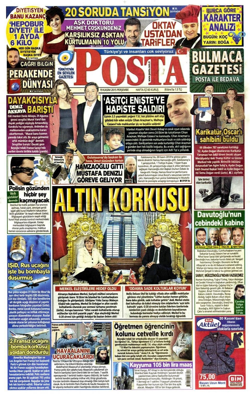 19 Kasım 2015 gazete manşetleri 15