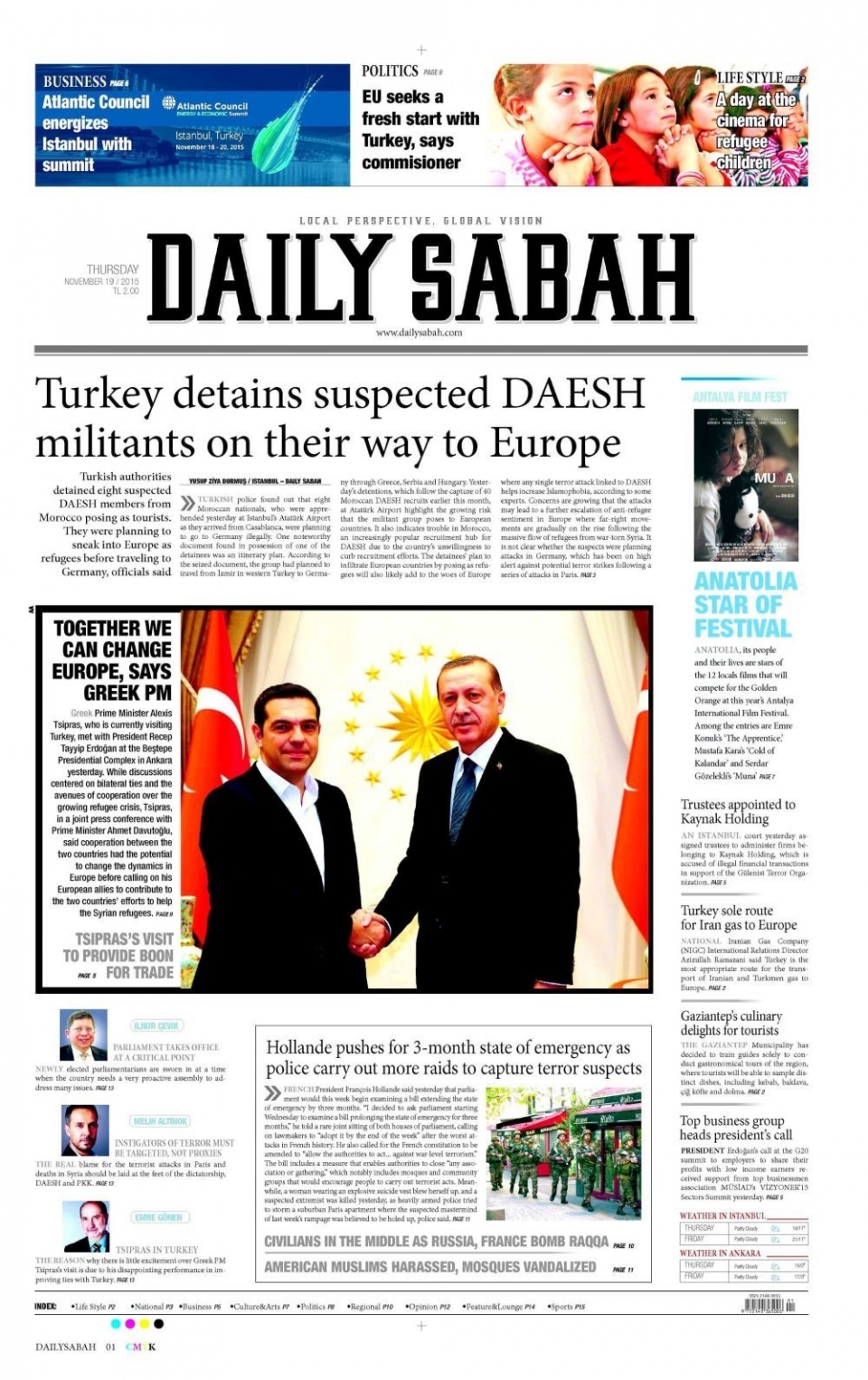 19 Kasım 2015 gazete manşetleri 17