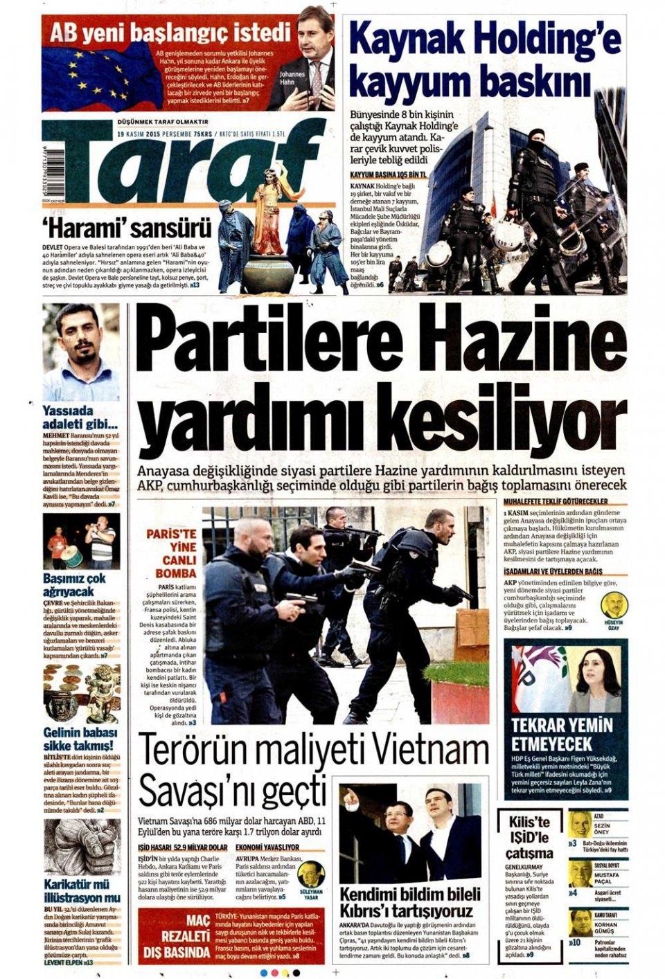 19 Kasım 2015 gazete manşetleri 21