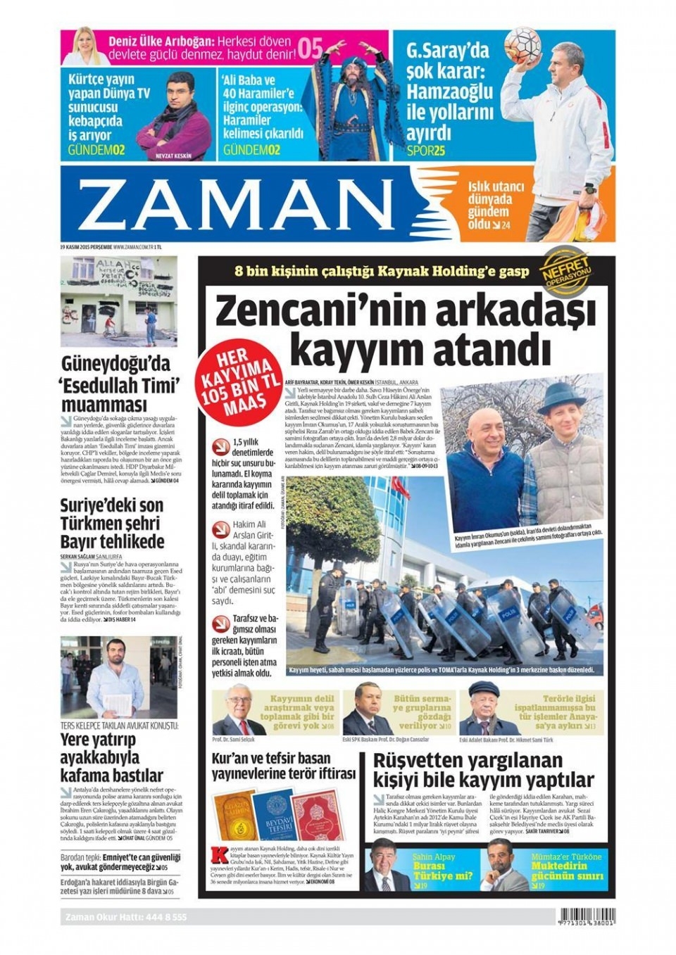 19 Kasım 2015 gazete manşetleri 29