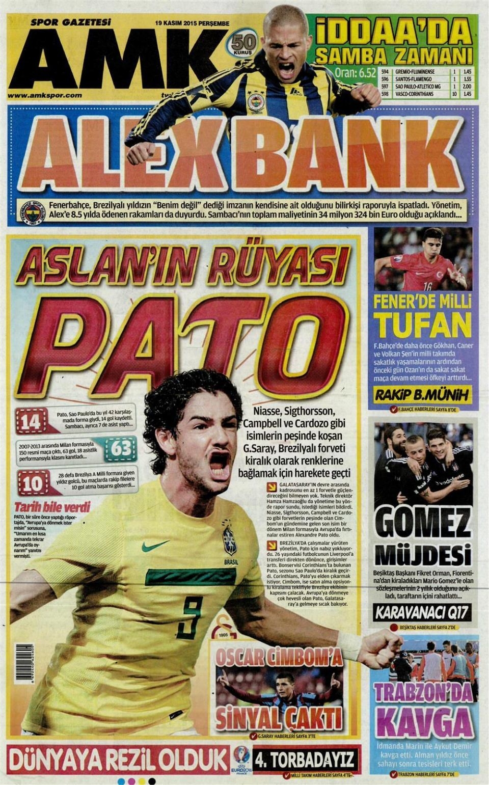 19 Kasım 2015 gazete manşetleri 31