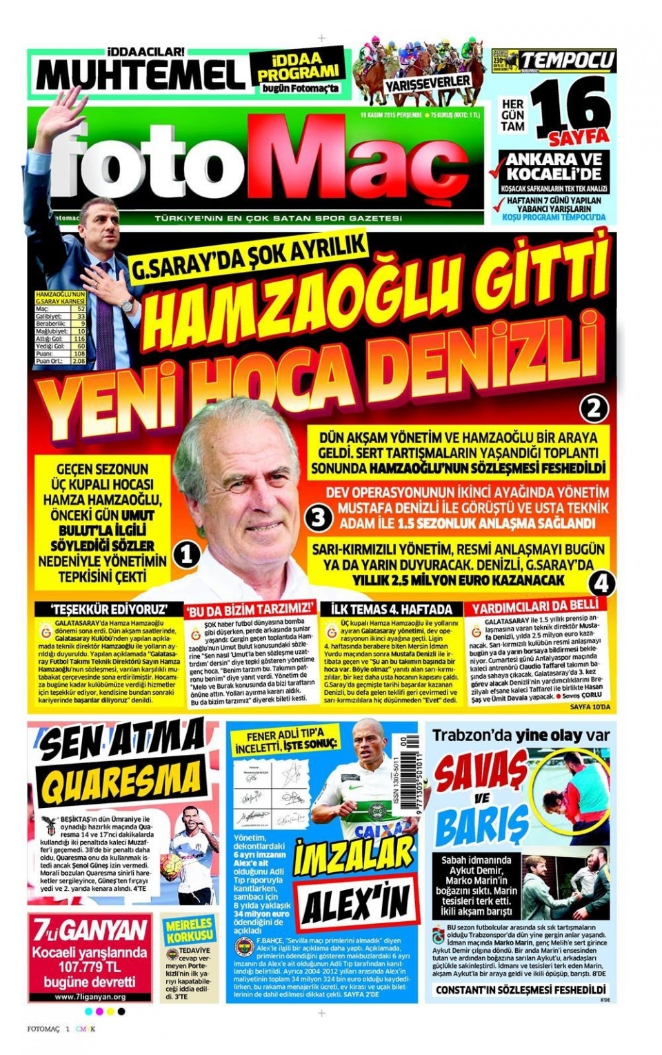 19 Kasım 2015 gazete manşetleri 6