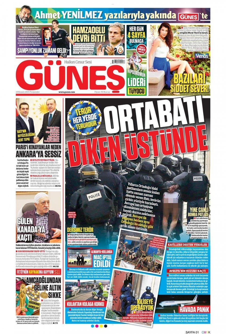 19 Kasım 2015 gazete manşetleri 7