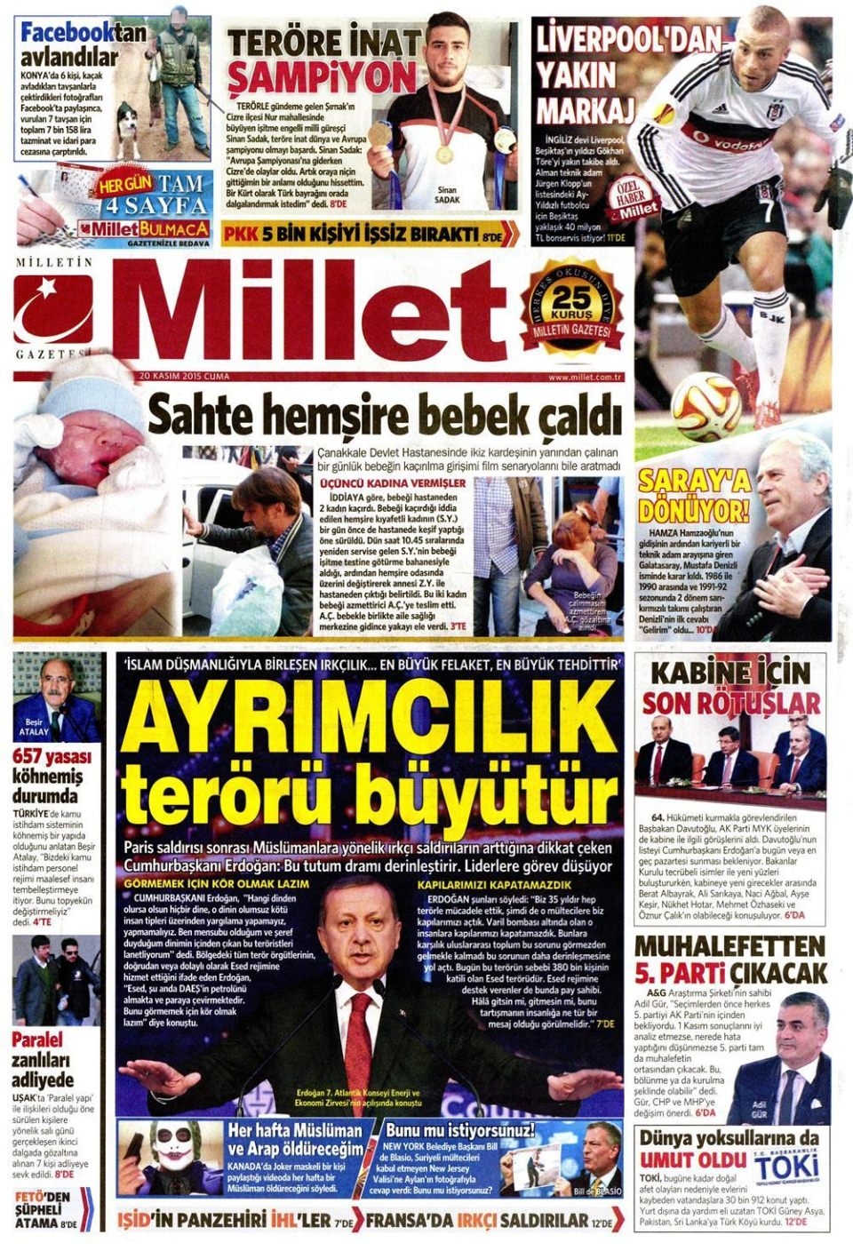 20 Kasım 2015 gazete manşetleri 10