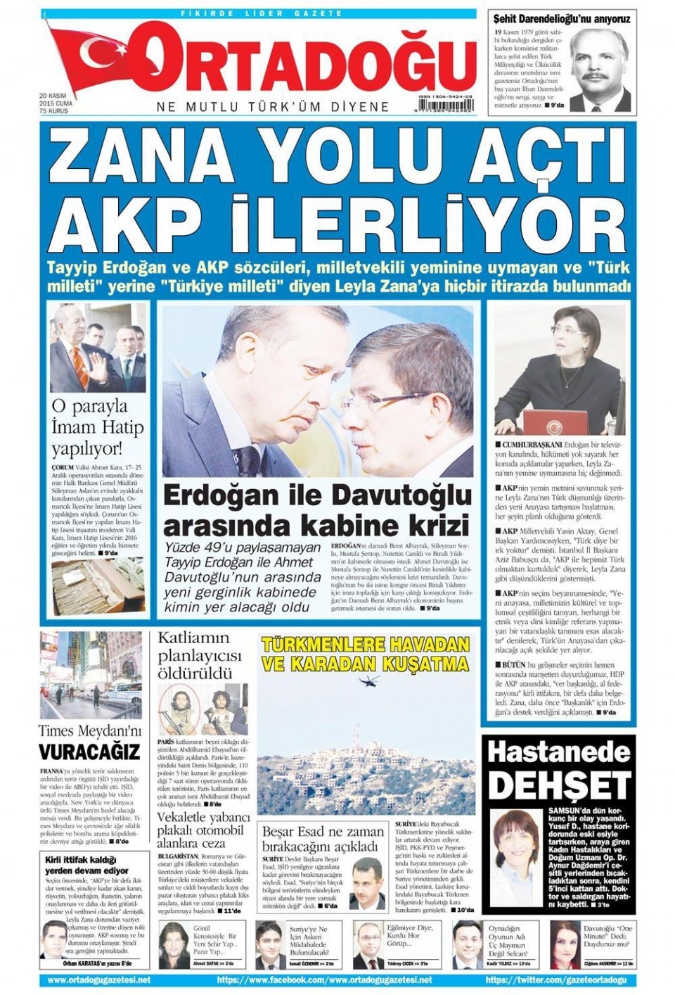 20 Kasım 2015 gazete manşetleri 13