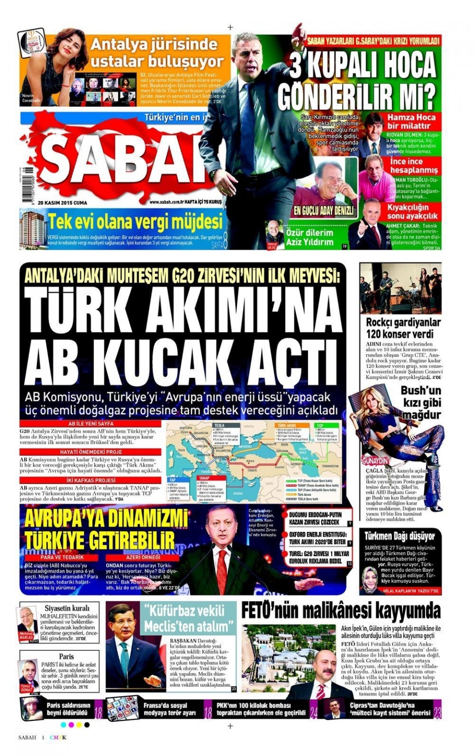 20 Kasım 2015 gazete manşetleri 15
