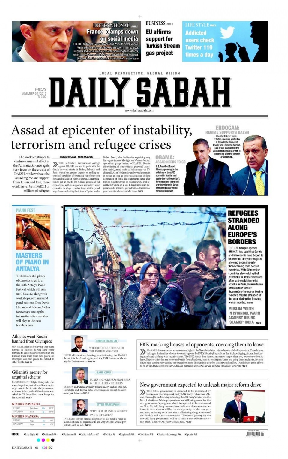 20 Kasım 2015 gazete manşetleri 16