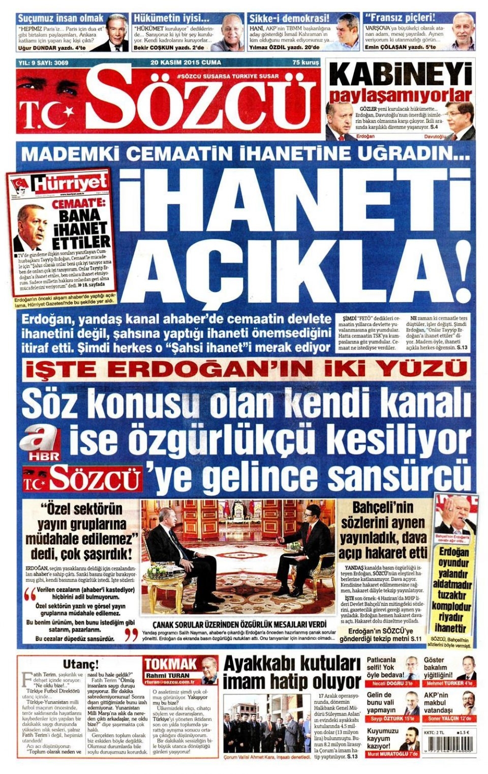 20 Kasım 2015 gazete manşetleri 17