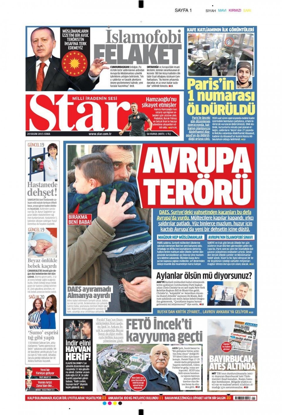 20 Kasım 2015 gazete manşetleri 18