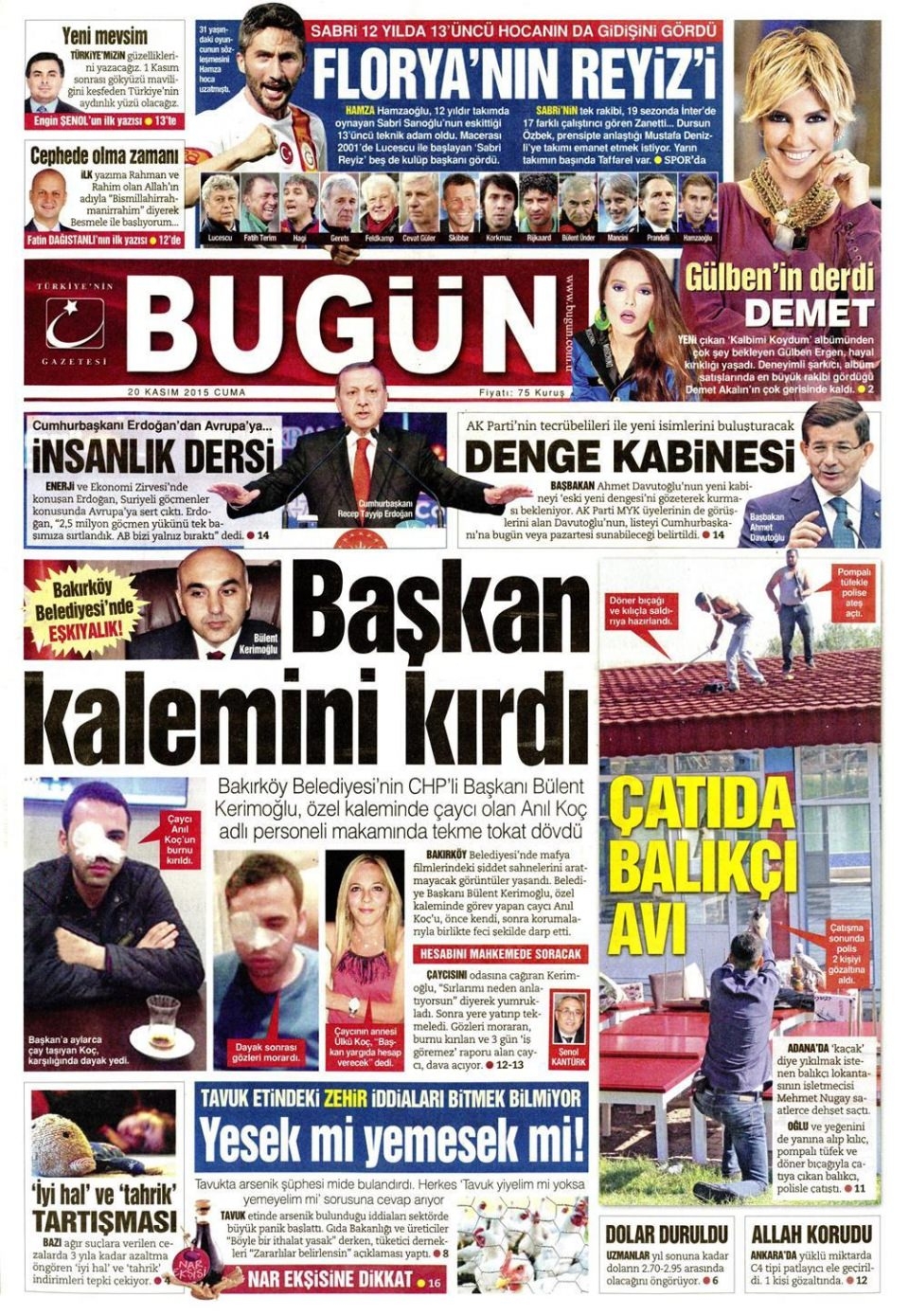 20 Kasım 2015 gazete manşetleri 2