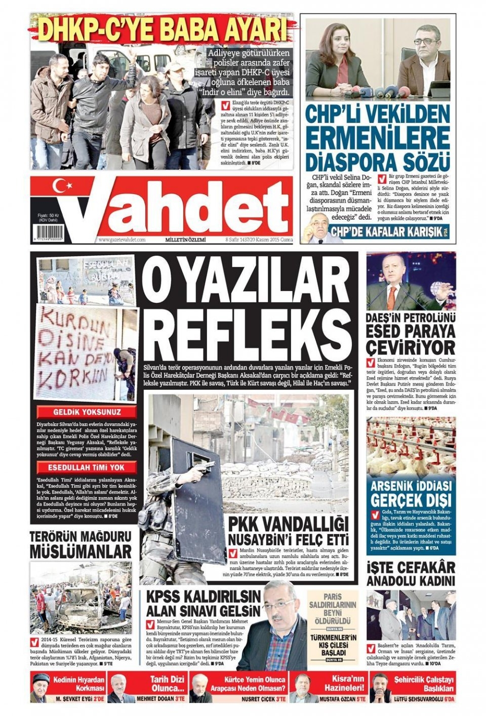 20 Kasım 2015 gazete manşetleri 22