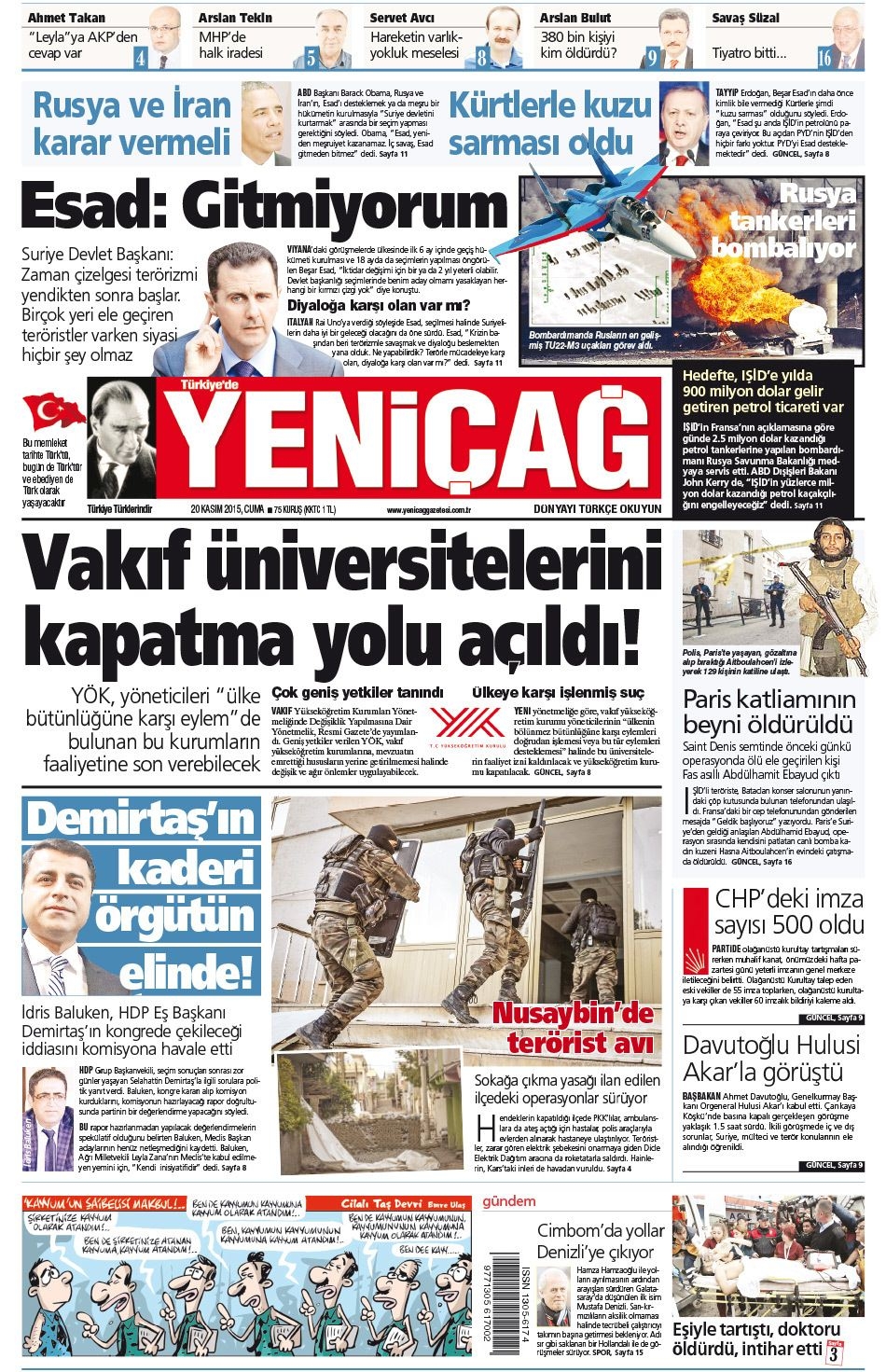 20 Kasım 2015 gazete manşetleri 26