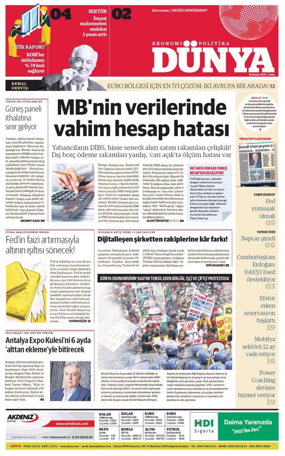 20 Kasım 2015 gazete manşetleri 31