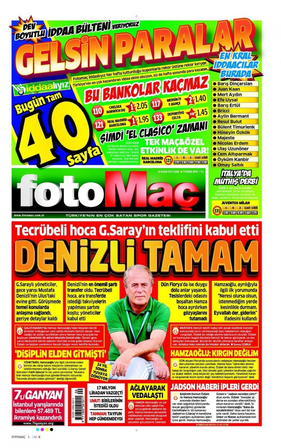 20 Kasım 2015 gazete manşetleri 5